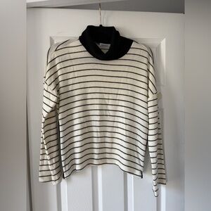 Red Haute Black and Cream Striped Turtleneck Sweater